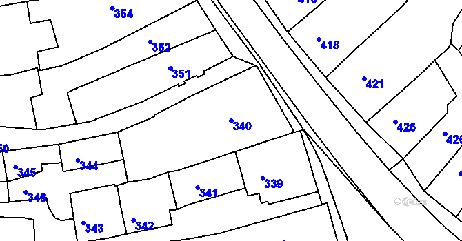 Parcela st. 340 v KÚ Třešť, Katastrální mapa