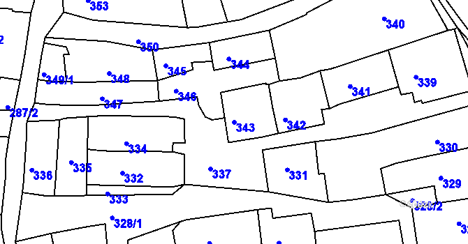 Parcela st. 343 v KÚ Třešť, Katastrální mapa