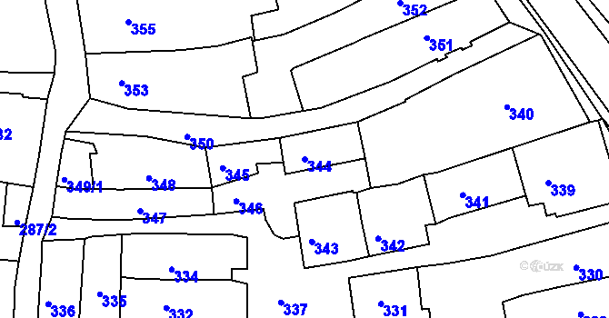 Parcela st. 344 v KÚ Třešť, Katastrální mapa
