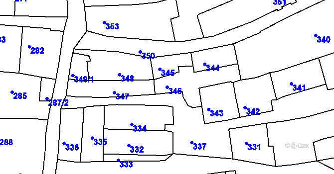 Parcela st. 346 v KÚ Třešť, Katastrální mapa