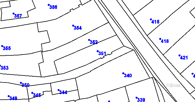 Parcela st. 351 v KÚ Třešť, Katastrální mapa