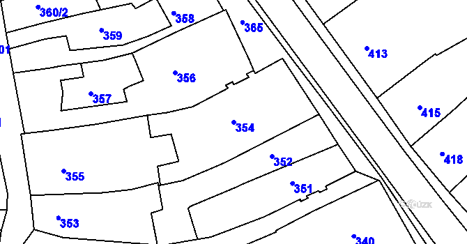 Parcela st. 354 v KÚ Třešť, Katastrální mapa