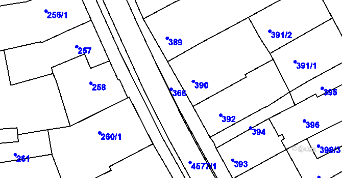 Parcela st. 366 v KÚ Třešť, Katastrální mapa