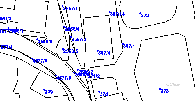 Parcela st. 367/4 v KÚ Třešť, Katastrální mapa