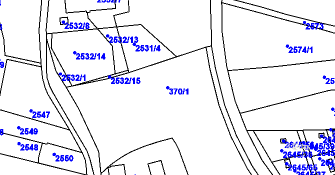 Parcela st. 370/1 v KÚ Třešť, Katastrální mapa