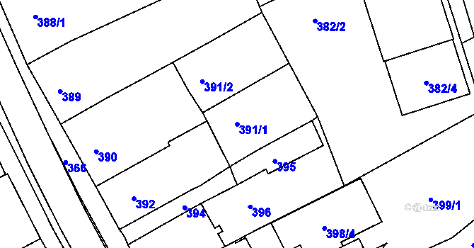 Parcela st. 391/1 v KÚ Třešť, Katastrální mapa