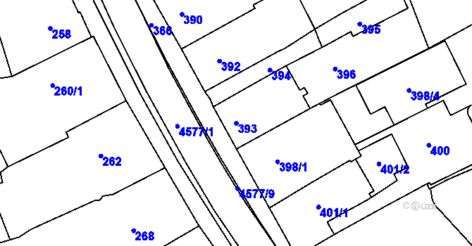 Parcela st. 393 v KÚ Třešť, Katastrální mapa