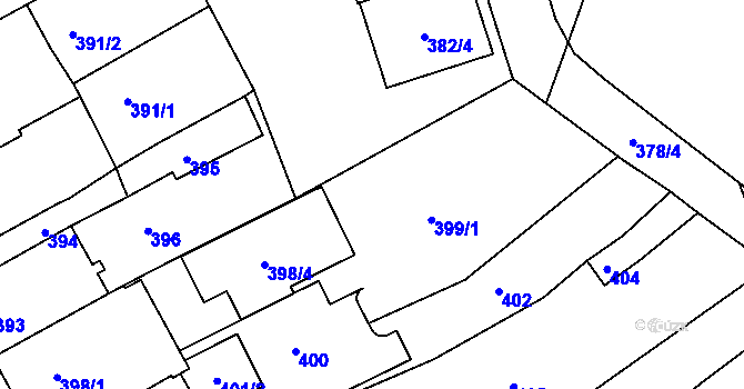 Parcela st. 399/2 v KÚ Třešť, Katastrální mapa