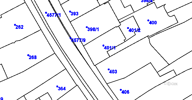 Parcela st. 401 v KÚ Třešť, Katastrální mapa