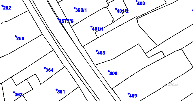 Parcela st. 403 v KÚ Třešť, Katastrální mapa