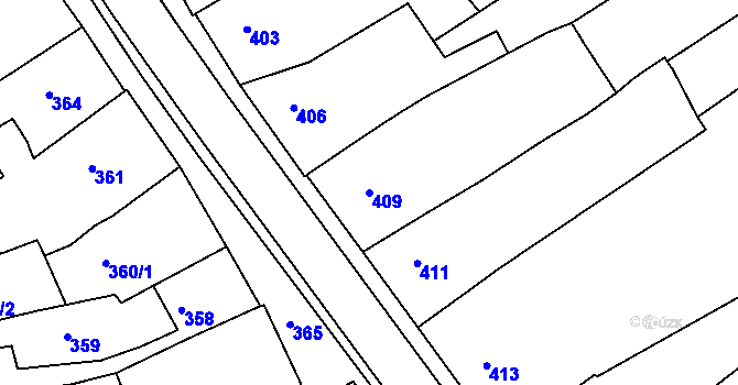Parcela st. 409 v KÚ Třešť, Katastrální mapa