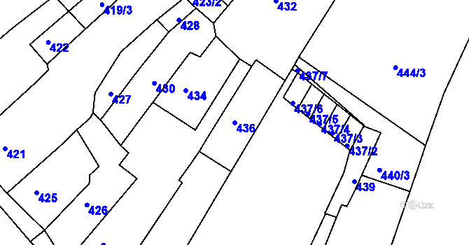 Parcela st. 436 v KÚ Třešť, Katastrální mapa