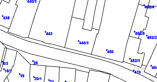 Parcela st. 446/1 v KÚ Třešť, Katastrální mapa