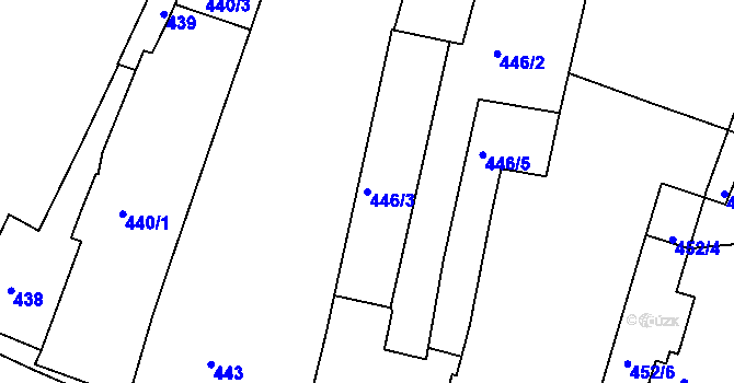 Parcela st. 446/3 v KÚ Třešť, Katastrální mapa
