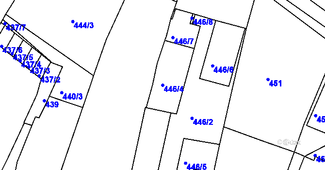 Parcela st. 446/4 v KÚ Třešť, Katastrální mapa