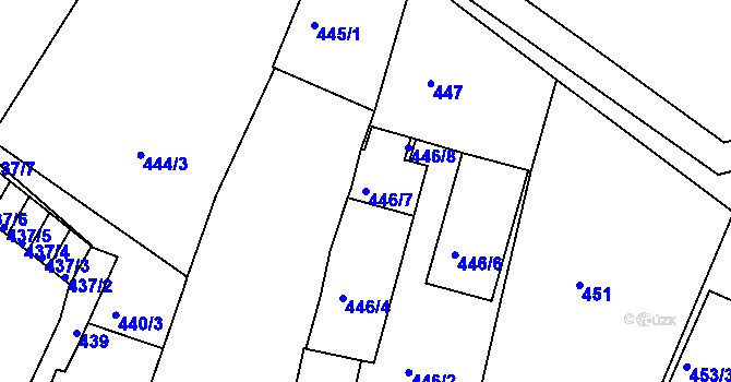 Parcela st. 446/7 v KÚ Třešť, Katastrální mapa
