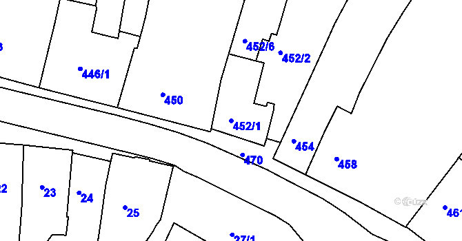 Parcela st. 452/1 v KÚ Třešť, Katastrální mapa