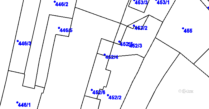 Parcela st. 452/4 v KÚ Třešť, Katastrální mapa