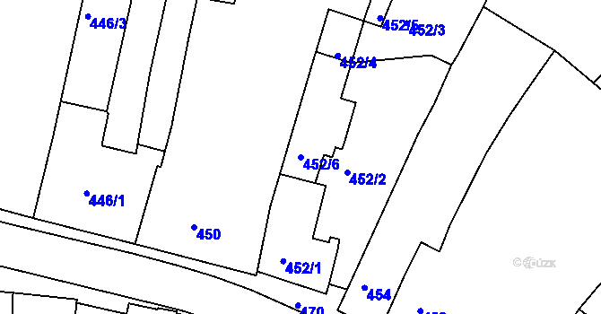 Parcela st. 452/6 v KÚ Třešť, Katastrální mapa
