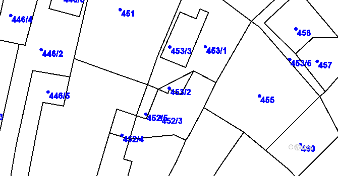 Parcela st. 453/2 v KÚ Třešť, Katastrální mapa