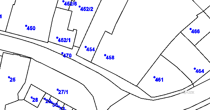 Parcela st. 458 v KÚ Třešť, Katastrální mapa