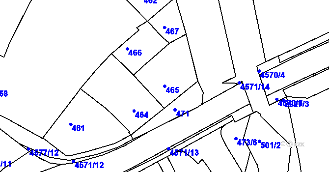 Parcela st. 465 v KÚ Třešť, Katastrální mapa