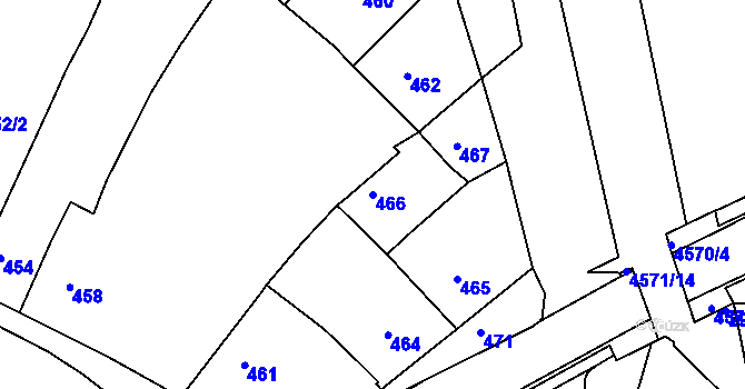 Parcela st. 466 v KÚ Třešť, Katastrální mapa