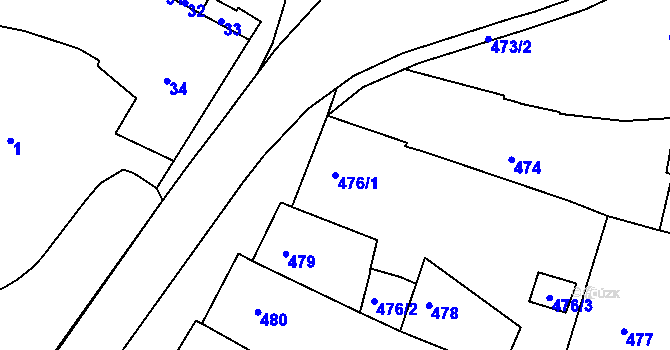 Parcela st. 476/1 v KÚ Třešť, Katastrální mapa