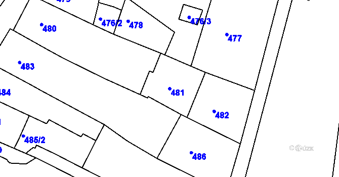 Parcela st. 481 v KÚ Třešť, Katastrální mapa