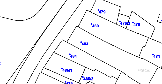 Parcela st. 483 v KÚ Třešť, Katastrální mapa