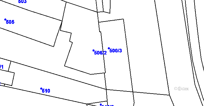 Parcela st. 500/2 v KÚ Třešť, Katastrální mapa