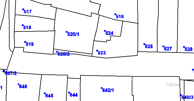 Parcela st. 523 v KÚ Třešť, Katastrální mapa
