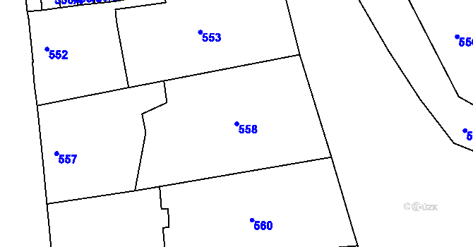 Parcela st. 558 v KÚ Třešť, Katastrální mapa
