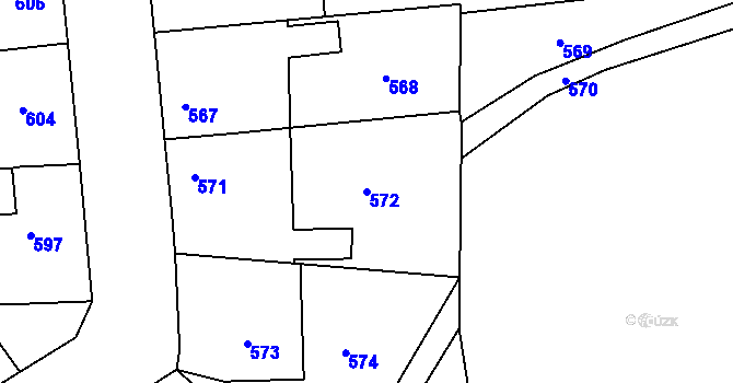 Parcela st. 572 v KÚ Třešť, Katastrální mapa