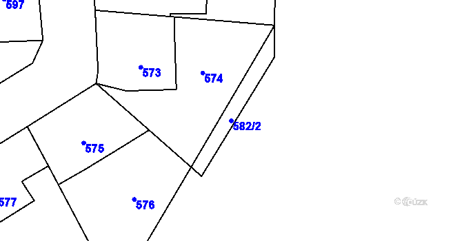 Parcela st. 582/2 v KÚ Třešť, Katastrální mapa