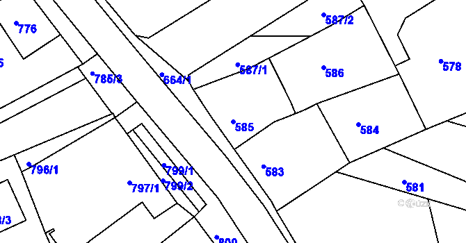 Parcela st. 585 v KÚ Třešť, Katastrální mapa