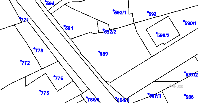 Parcela st. 589 v KÚ Třešť, Katastrální mapa