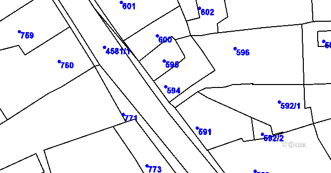 Parcela st. 594 v KÚ Třešť, Katastrální mapa