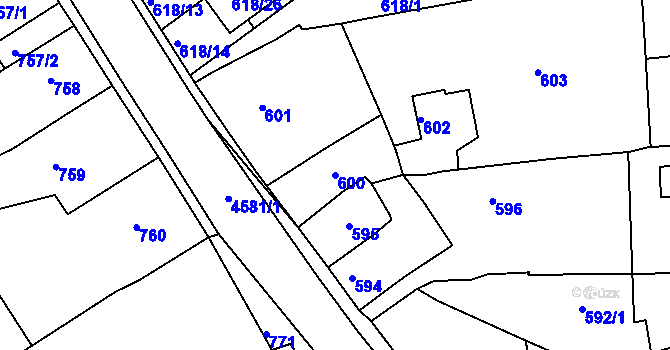 Parcela st. 600 v KÚ Třešť, Katastrální mapa