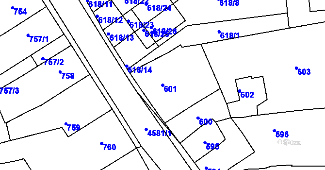 Parcela st. 601 v KÚ Třešť, Katastrální mapa