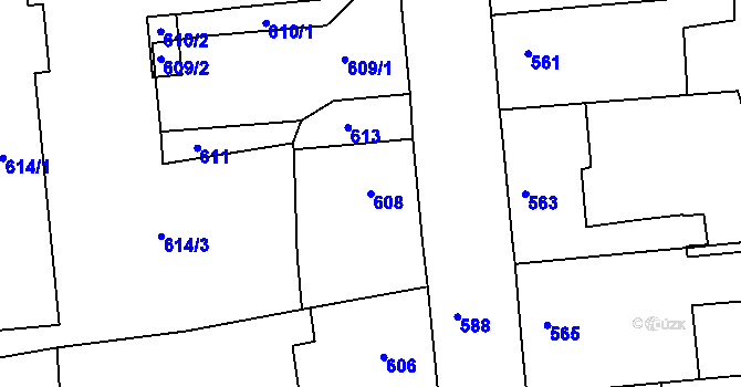 Parcela st. 608 v KÚ Třešť, Katastrální mapa