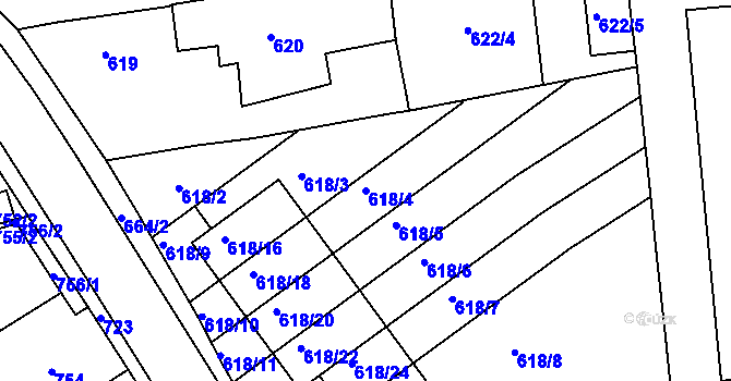 Parcela st. 618/4 v KÚ Třešť, Katastrální mapa