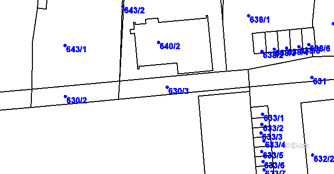Parcela st. 630/3 v KÚ Třešť, Katastrální mapa