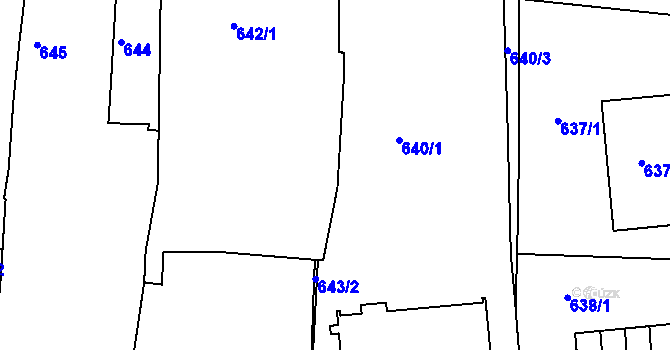 Parcela st. 642/2 v KÚ Třešť, Katastrální mapa