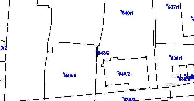 Parcela st. 643/2 v KÚ Třešť, Katastrální mapa