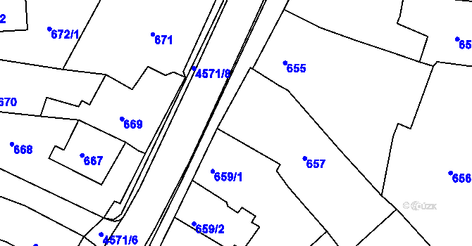 Parcela st. 657 v KÚ Třešť, Katastrální mapa