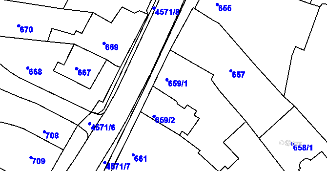 Parcela st. 659 v KÚ Třešť, Katastrální mapa