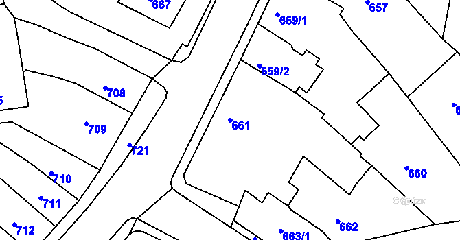 Parcela st. 661 v KÚ Třešť, Katastrální mapa
