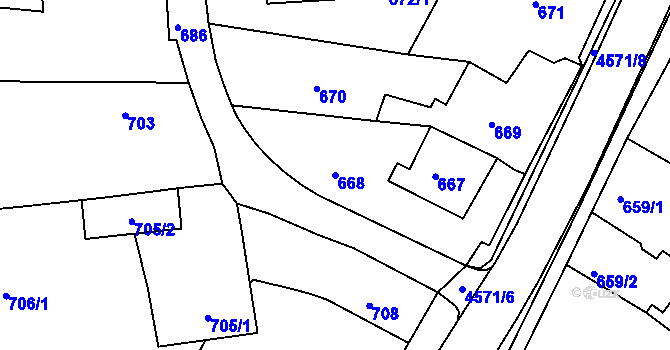 Parcela st. 668 v KÚ Třešť, Katastrální mapa