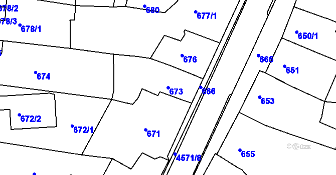 Parcela st. 673 v KÚ Třešť, Katastrální mapa